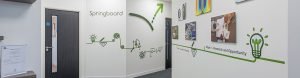 the springboard decorated hall way